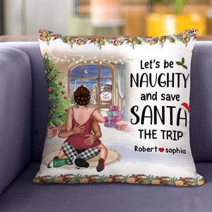 Let's Be Naughty, Couple Gift, Personalized Square Pillow, Funny Couple Pillow, Christmas Gift 05HUTI110923HH - Pillow - GoDuckee