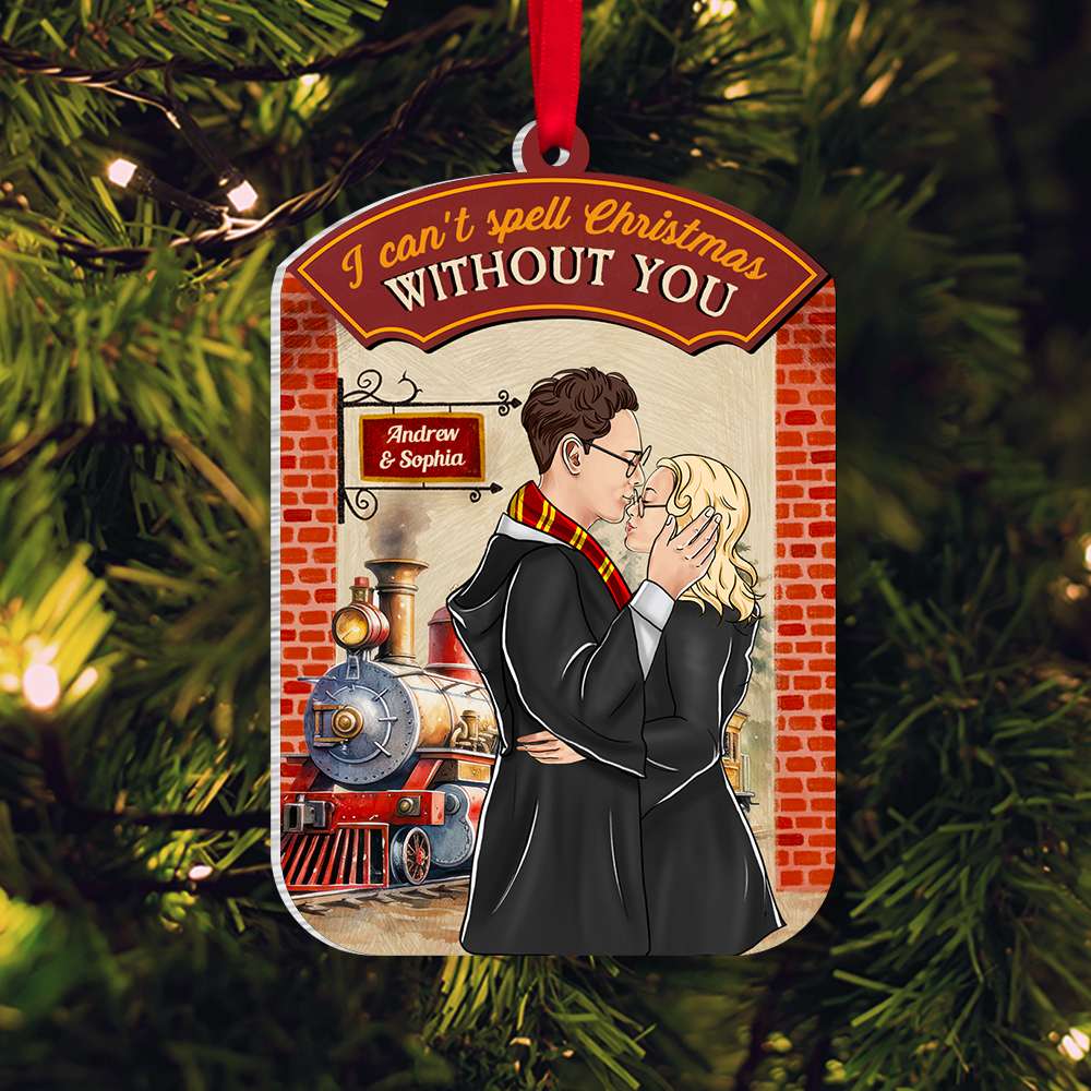 I Can't Spell Christmas Without You 04HUDT301023TM Personalized Ornament, Kissing Couple Gifts - Ornament - GoDuckee