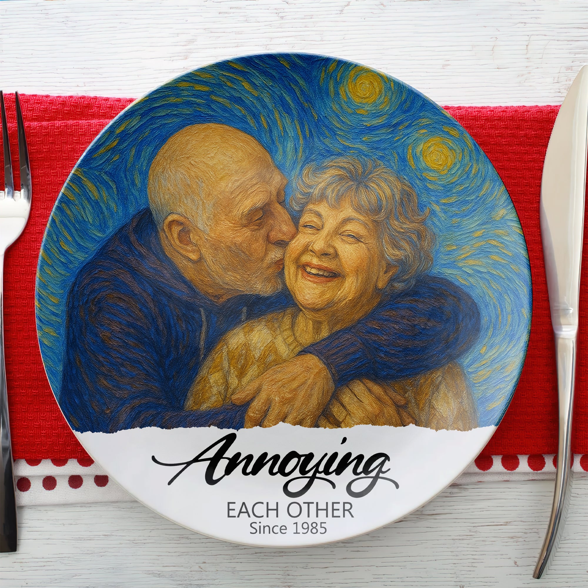 Happy Couple Round Plate - Custom Photo Gifts For Couple 02nati160725 - Ceramic Round Plate - GoDuckee