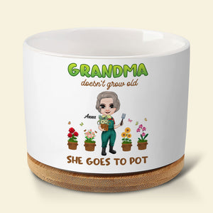 Grandma Doesn't Grow Old, Personalized Plant Pot, Gift For Grandma/Grandpa - Plant Pot - GoDuckee