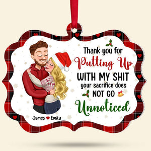 Thank You For Putting Up, Couple Gift, Personalized Acrylic Ornament, Christmas Gift For Couple - Ornament - GoDuckee