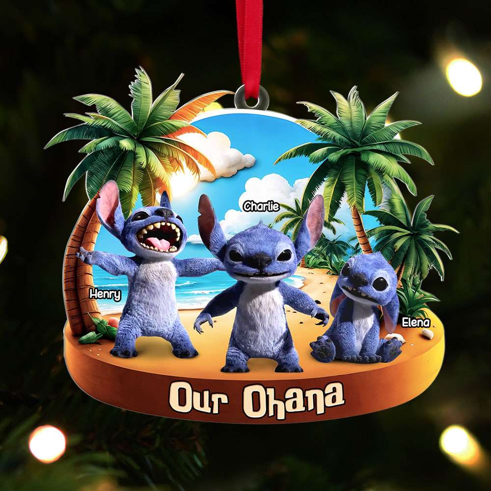 Personalized Gift For Family Ornament, Cute Blue Alien 01QHTI121124 - Ornament - GoDuckee