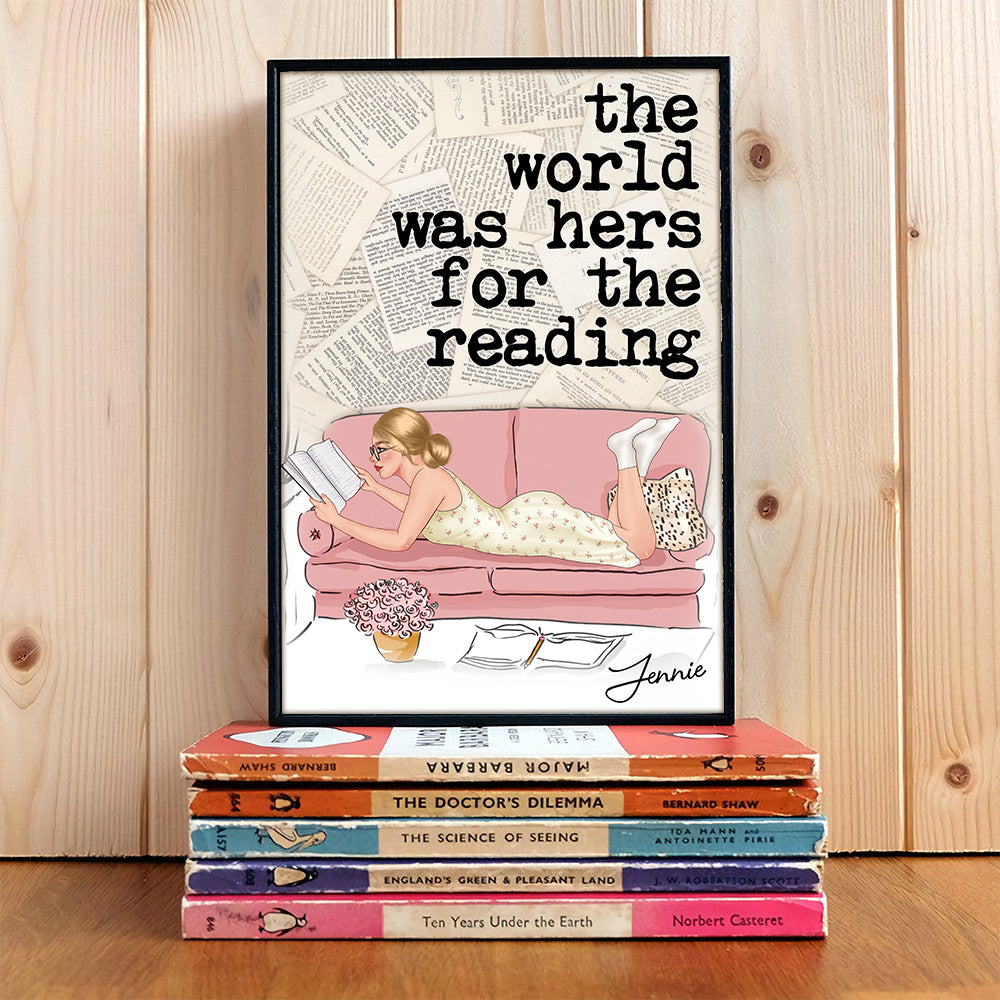 The World Was Her For The Reading Personalized Canvas Print Gift For Book Lovers - Poster & Canvas - GoDuckee