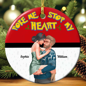 Stop My Heart, Couple Gift, Personalized Ceramic Ornament, Hugging Couple Ornament, Christmas Gift 03OHTI161023DA - Ornament - GoDuckee