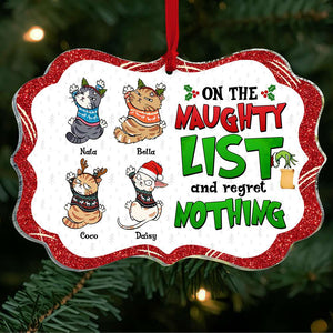 On The Naughty List, Gift For Cat Lovers, Personalized Acrylic Ornament, Naughty Cat Ornament, Christmas Gift - Ornament - GoDuckee