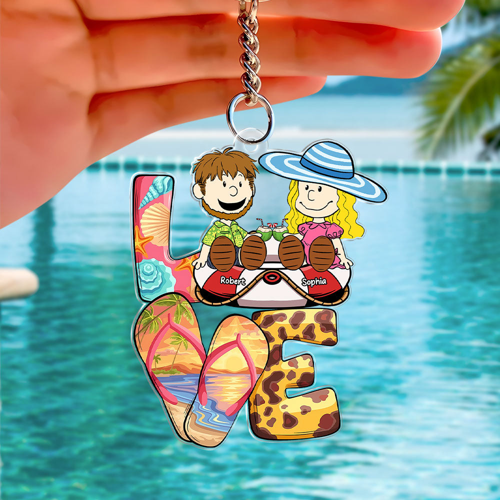 Personalized Gifts For Couple Keychain Summer Beach 01xqti130125pa - Keychains - GoDuckee