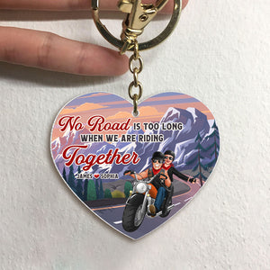 No Ride Is Too Long When We're Riding Together, Personalized Biker Couple Keychain - Keychains - GoDuckee