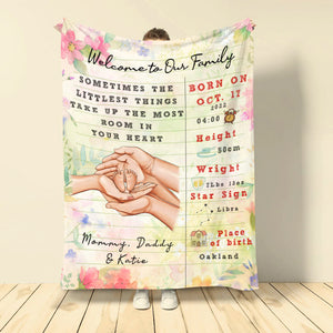 Welcome To Our Family, Personalized Blanket, Love Hand Family , Gift For Family - Blanket - GoDuckee