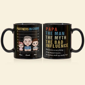 Papa The Bad Influence Personalized Coffee Mug, Gift For Grandpa, Father's Day Gift - Coffee Mug - GoDuckee