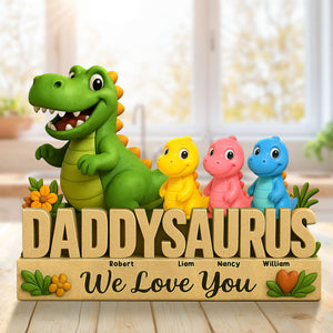 Dinosaur Dad Plaque - Personalized Gifts For Dad 01nati160425 - Shaped Plaques - GoDuckee