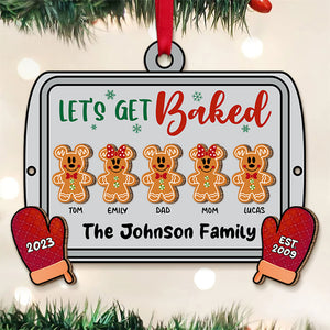 Let's Get Baked Personalized Gingerbread Family Wood Ornament, Gift For Christmas - Ornament - GoDuckee