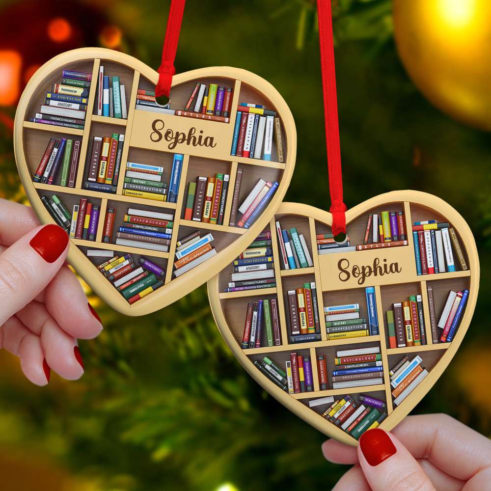 Bookshelves - Heart Book Lovers, Personalized Ornament, Christmas Gifts For Book Lover - Ornament - GoDuckee