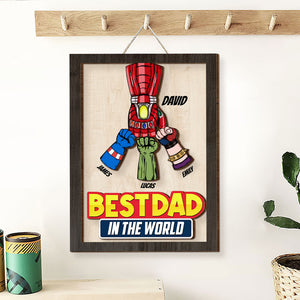 World's Best Dad Personalized Wooden Art - 2 Layers Wood Sign -03QHTI230523HA - Wood Sign - GoDuckee
