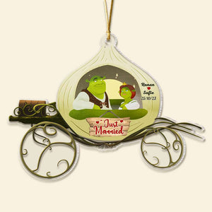 Green Couple Just Married Personalized Ornament, Funny Gift Idea For Couple, Couple Christmas Gift 03QHTI211023 - Ornament - GoDuckee