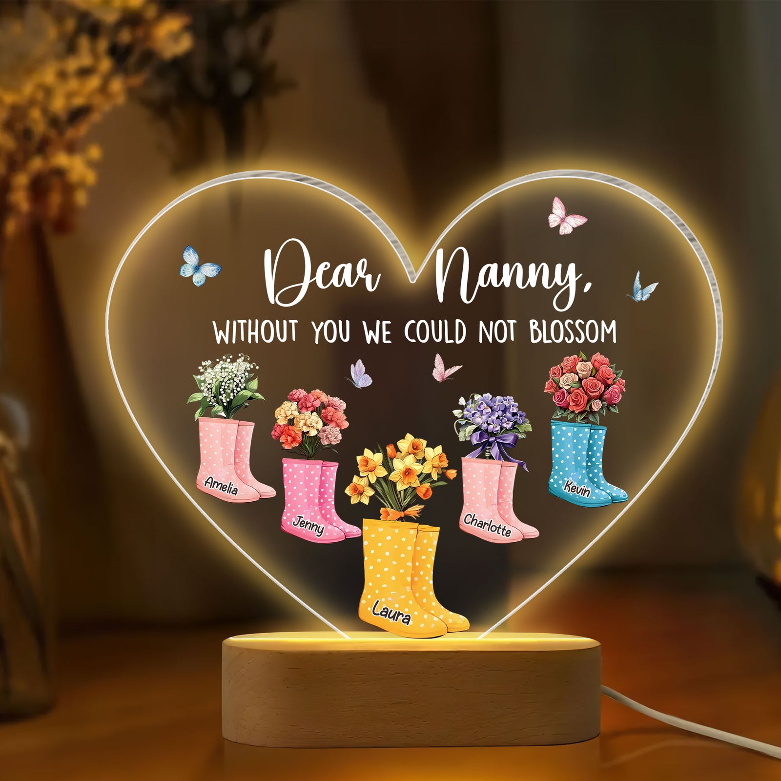 Personalized Gifts For Grandma LED Light Boot Flowers 02kati270325 - Led Night Light - GoDuckee