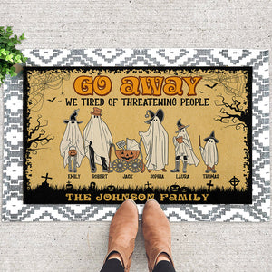 Go Away, Gift For Famiy, Personalized Doormat, Spooky Ghost Family Doormat, Halloween Gift - Doormat - GoDuckee