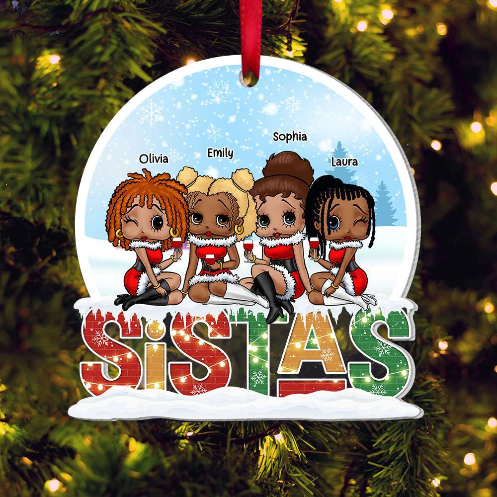Sistas, Gift For Sisters, Personalized Ornament, Xmas Black Sister Ornament, Christmas Gift 05NATI050823HH - Ornament - GoDuckee