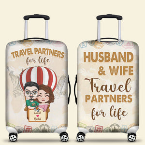 Husband & Wife Travel Partners For Life - Personalized Luggage Cover - Gift For Couple - Tote Bag - GoDuckee