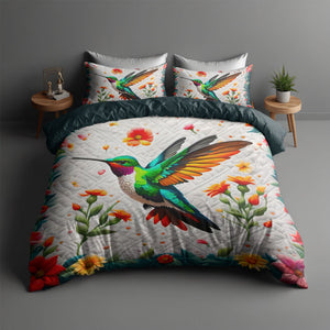 Gifts For Hummingbird Lover Quilt Bed Set 05huti180125 - Blanket - GoDuckee