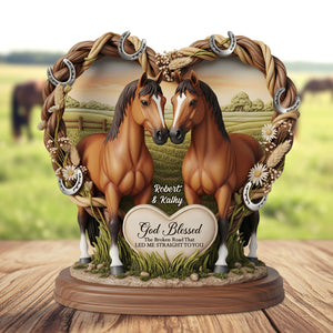 Horse Couple Plaque - Personalized Gifts For Couple 01nati140625 - Shaped Plaques - GoDuckee