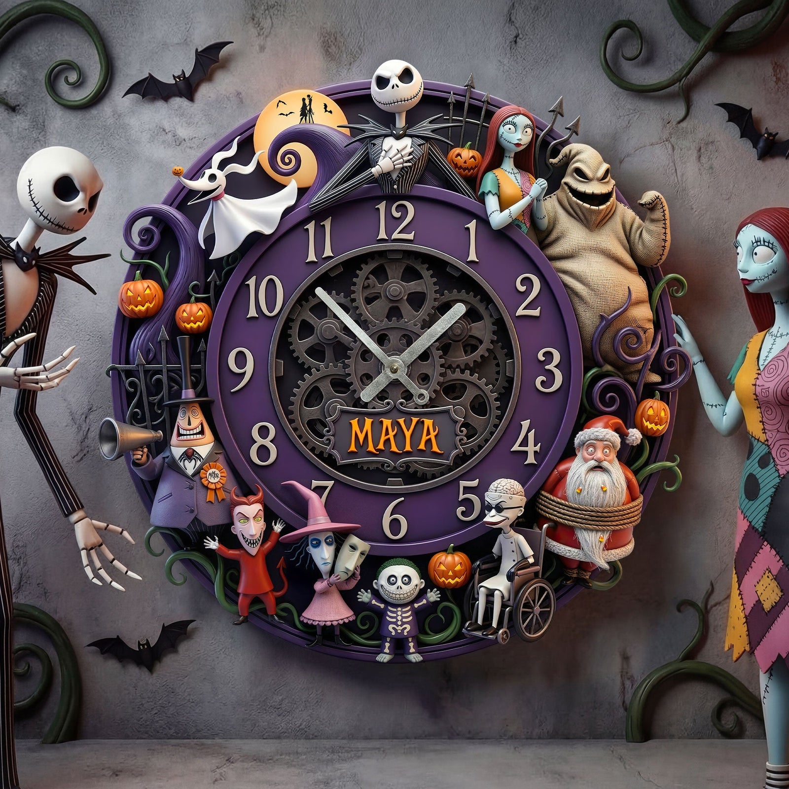Gothic Fantasy Family Wall Clock Personalized Gifts For Family 03HUTI140326 - Hanging Wall Clock - GoDuckee