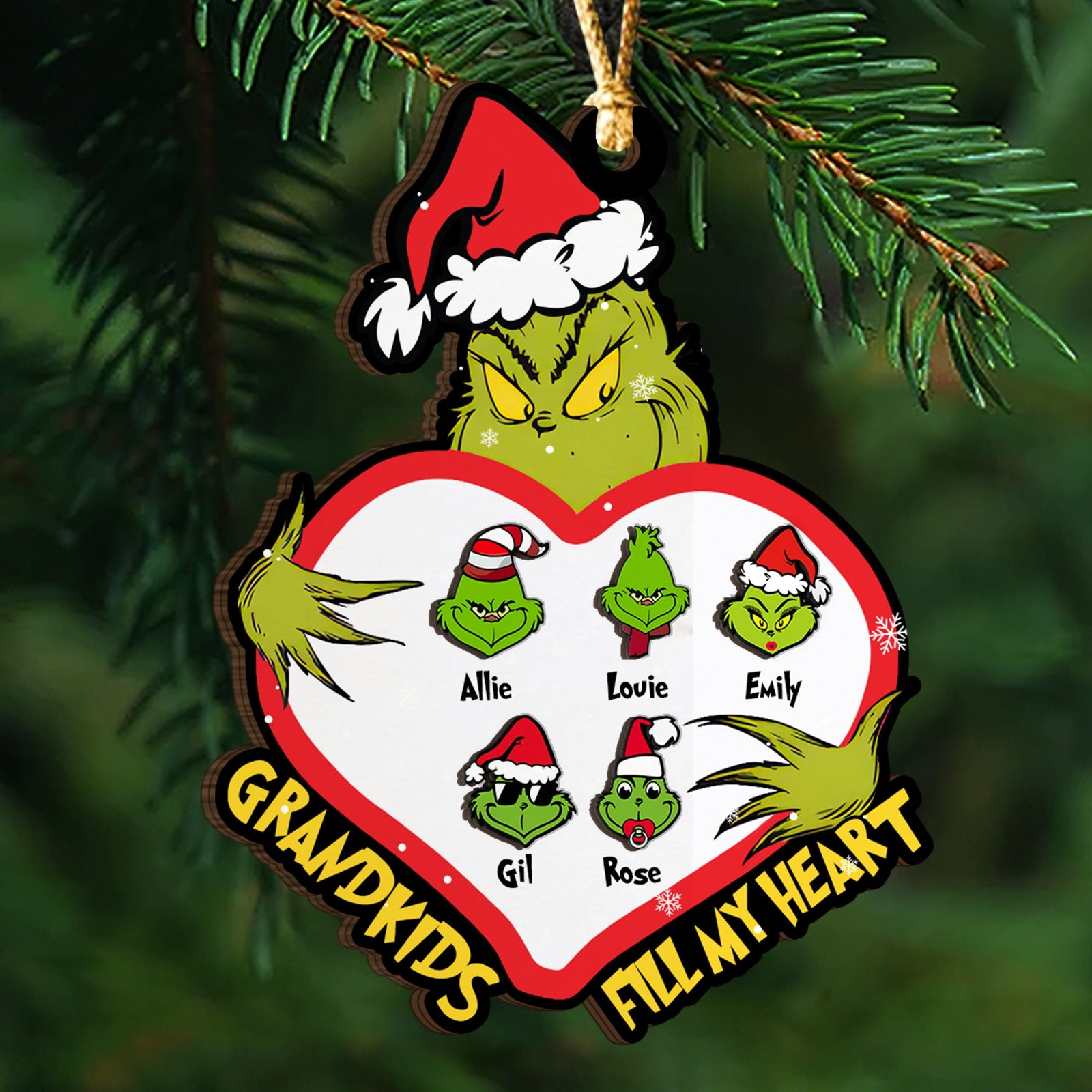 Grandkids Fill My Heart 03OHDT181023 Personalized Wood Ornament, Gift For Grandkids - Ornament - GoDuckee