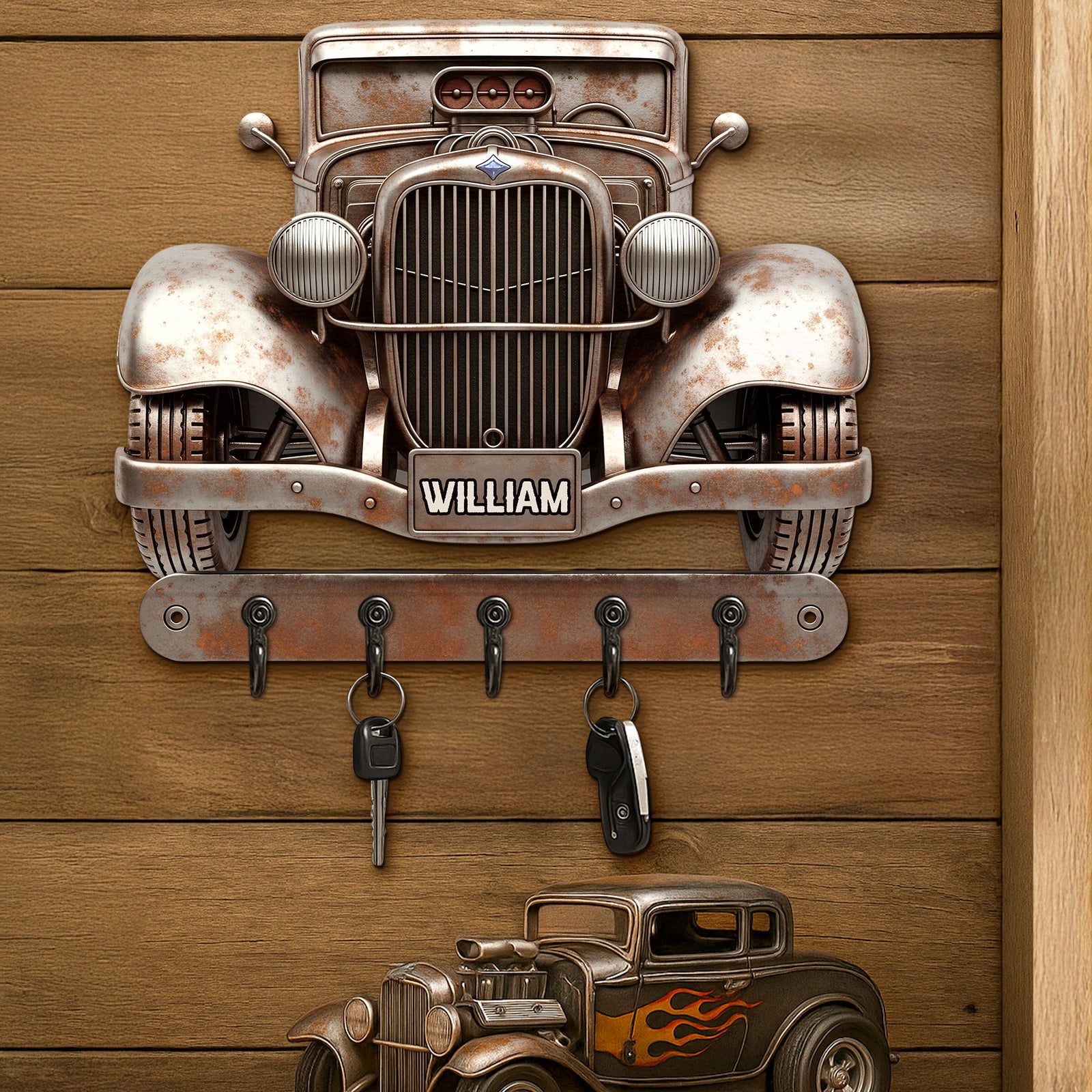 Hot Rod Key Hanger - Personalized Gifts For Hot Rod Lovers 03nati280625 - Wood Sign - GoDuckee