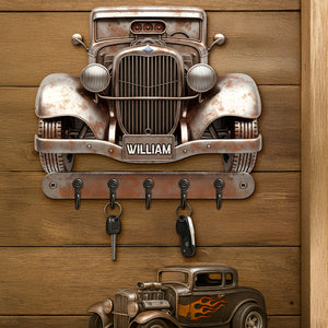 Hot Rod Key Hanger - Personalized Gifts For Hot Rod Lovers 03nati280625 - Wood Sign - GoDuckee