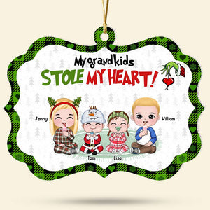 My Grandkids Stole My Heart, Gift For Family, Personalized Acrylic Ornament, Christmas Kids Ornament, Christmas Gift [UP TO 12 KIDS] - Ornament - GoDuckee