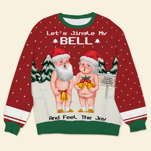 Let's Jingle My Bell, Couple Gift, Personalized Knitted Ugly Sweater, Naughty Old Couple Sweater, Christmas Gift 02TOTI180923DA - AOP Products - GoDuckee