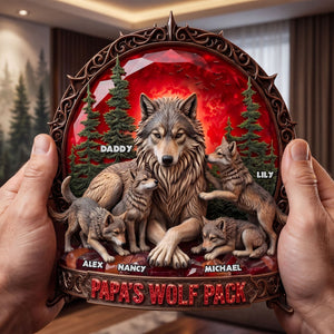 Papa's Wolf Pack Acrylic Plaque - Personalized Gifts For Dad 01TYTI040526 - Shaped Plaques - GoDuckee