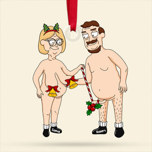 Personalized Gift For Couple Christmas Ornament Cartoon Naughty Couple 063ACTI041124PA - Ornament - GoDuckee