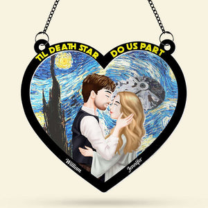 Personalized Gifts For Couple Suncatcher Window Hanging Ornament, Galaxy Couple Kissing 02NATI240724PA - Ornament - GoDuckee