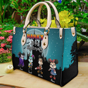 Personalized Gifts For Grandma Leather Bag, Horror Nightmare Grandkids 01NATI080824 - Leather Bag - GoDuckee