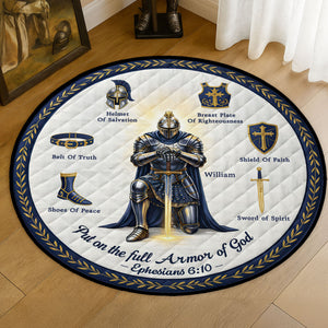 Kneeling Knight Round Mat - Personalized Gifts For Christian Quilted Round Mat 02HUTI201025-Homacus