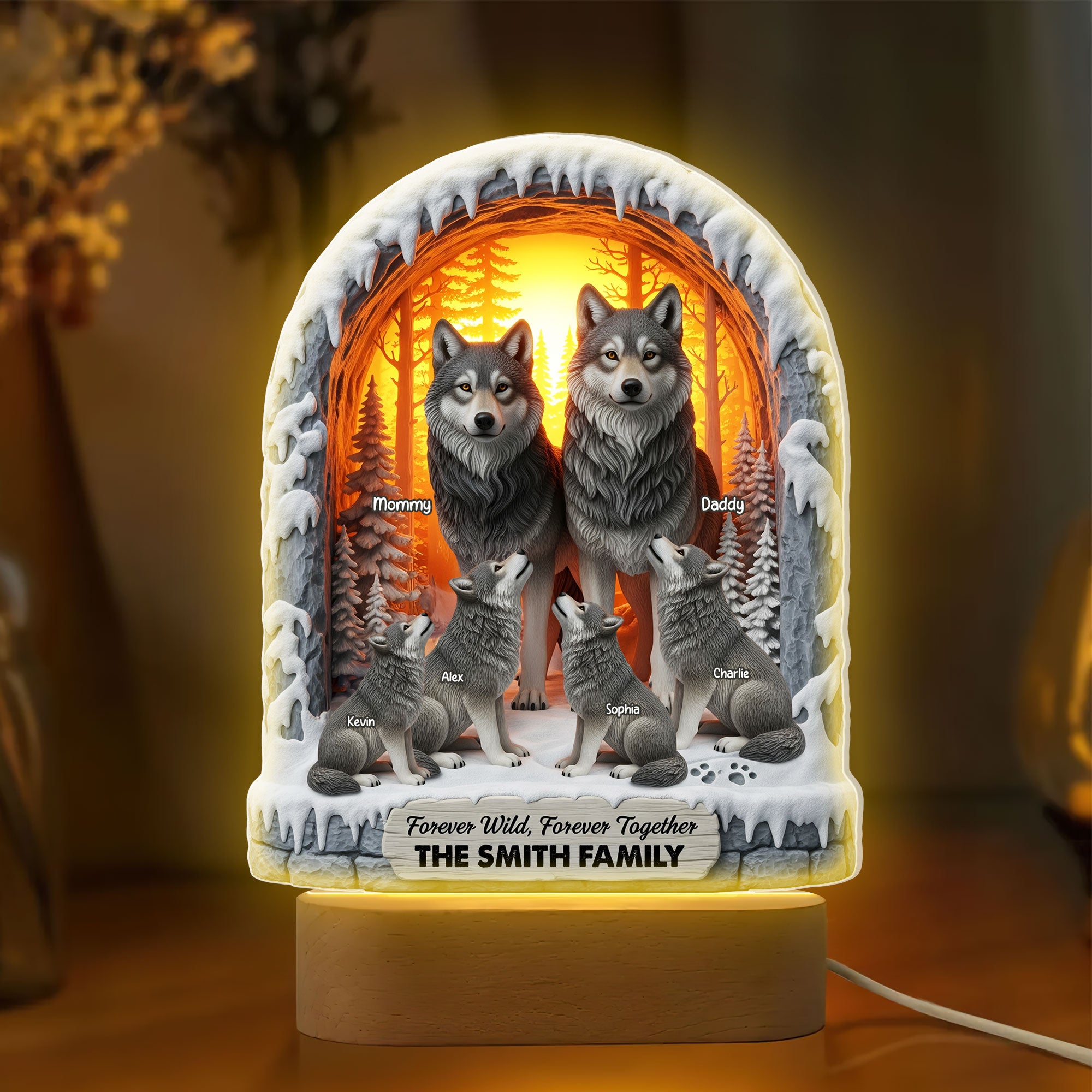 Wolf Family Led Light - Personalized Gifts For Family 04ohti290525 - Led Night Light - GoDuckee