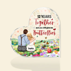 Together And You Still Give Me, Personalized Heart Shaped Acrylic Plaque, Gift For Couple - Decorative Plaques - GoDuckee