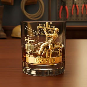 Lineman Round Whiskey Glass - Personalized Gifts For Lineman Glass 01PGTI271125 - Glass - GoDuckee