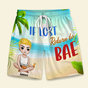 If Lost, Return To Bae, Gift For Couple, Personalized Beach Shorts, Beach Couple Shorts, Couple Gift - Beach Shorts - GoDuckee