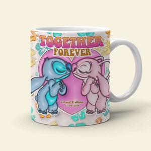 Together Forever, Couple Gift, Personalized Coffee Mug, Cartoon Couple Mug 03NATI271023 - Coffee Mug - GoDuckee