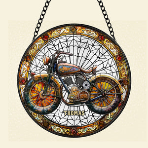 Personalized Gifts For Biker Motorcycle Stained Glass Ornament 01NATI310824 - Ornament - GoDuckee