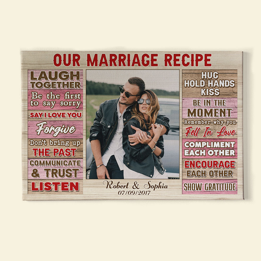 Our Marriage Recipe, Couple Gift, Personalzed Poster, Custom Image Married Couple Canvas Print - Poster & Canvas - GoDuckee