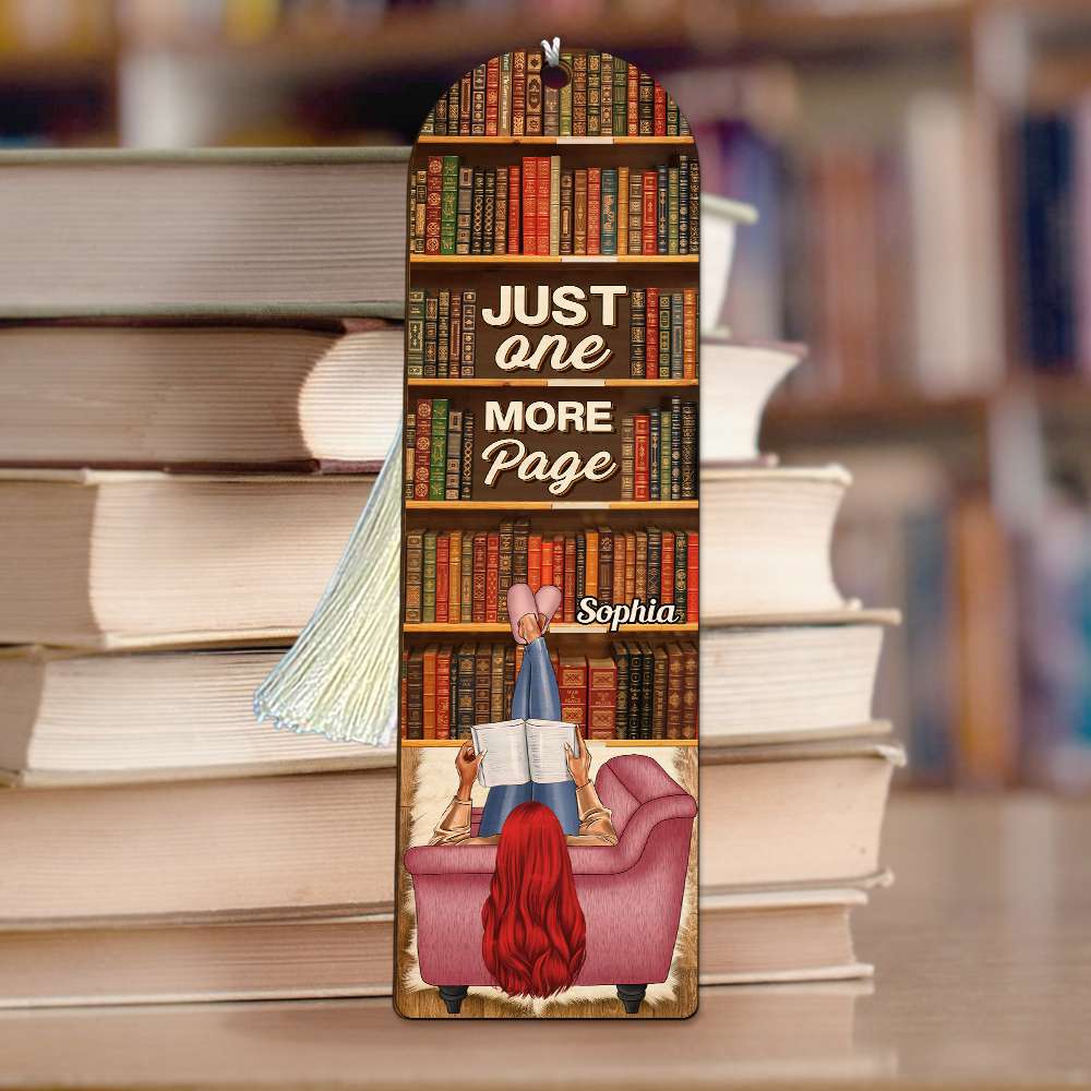 Custom Bookshelf Bookmark, Just One More Page, Bookmark with