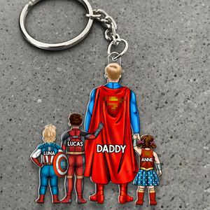 Super Dad Keychain Personalized Gifts For Dad 07QHHU020525PA - Keychains - GoDuckee