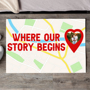 Where Our Story Begins, Couple Gift, Personalized Doormat, Couple Map Custom Image Doormat - Doormat - GoDuckee