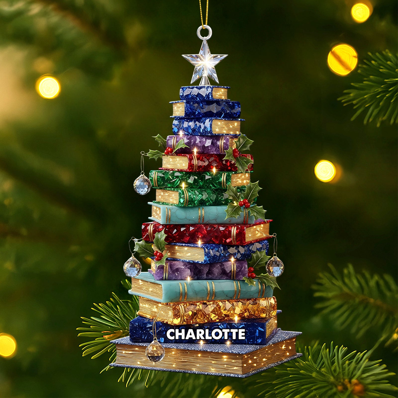 Christmas Book Tree Ornament - Personalized Gifts For Book Lovers 05pati120925 - Ornament - GoDuckee