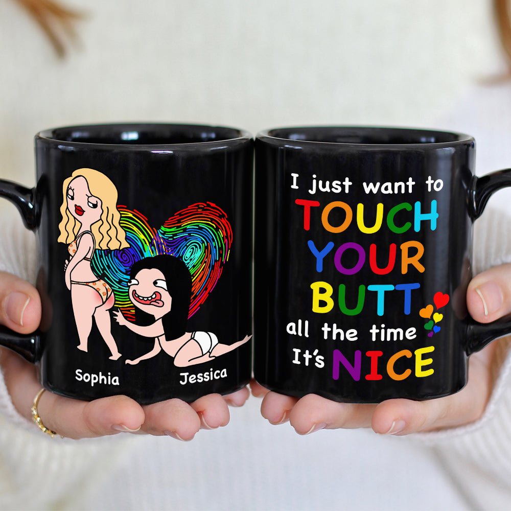 I Just Want To Touch Your Butt- Gift For Couple- Personalized Coffee Mug- Funny Couple - Coffee Mug - GoDuckee
