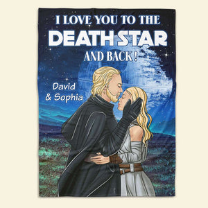 I Love You To The Death Star And Back Personalized Galaxy Couple Blanket, Gift For Couple - Blanket - GoDuckee