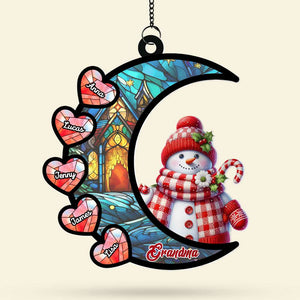 Personalized Gifts For Grandma Suncatcher, Christmas Snowman Heart 03NATI310724 - Ornament - GoDuckee