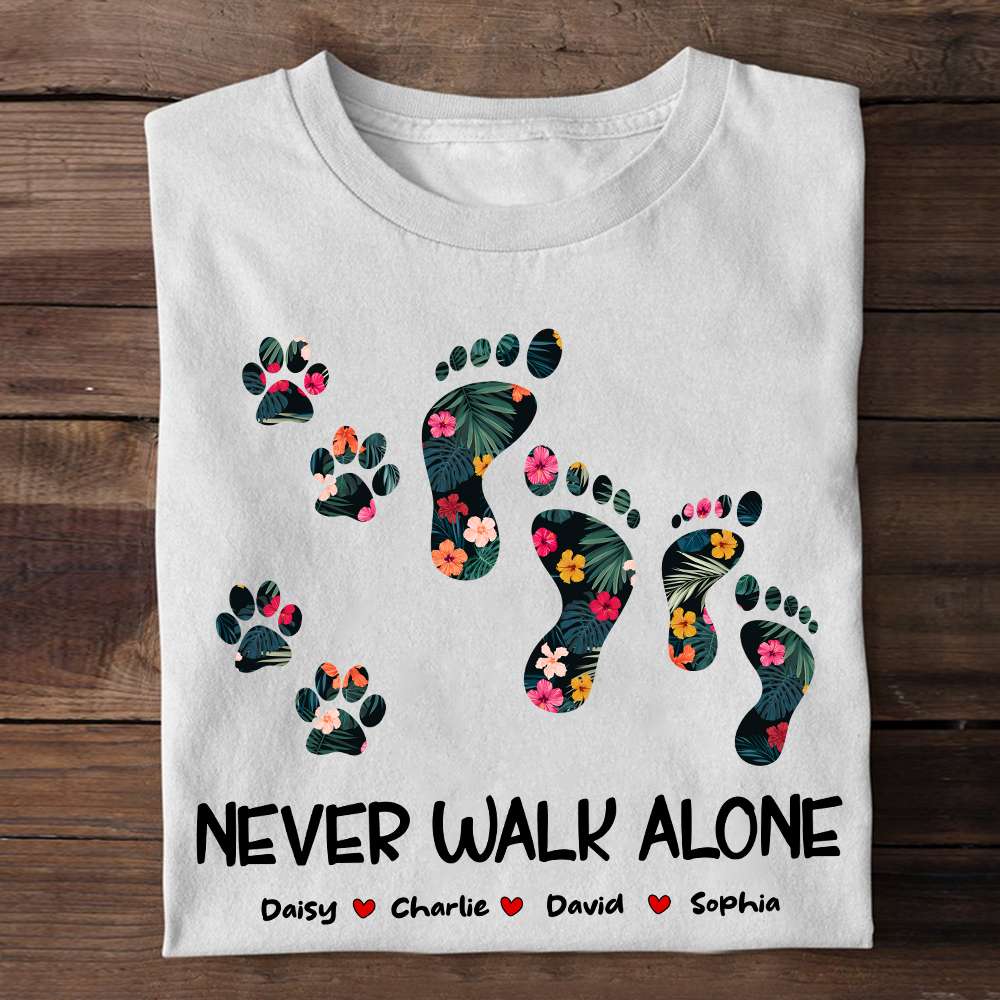 Never Walk Alone, Couple Dog Personalized T-shirt Hoodie Sweatshirt - Shirts - GoDuckee